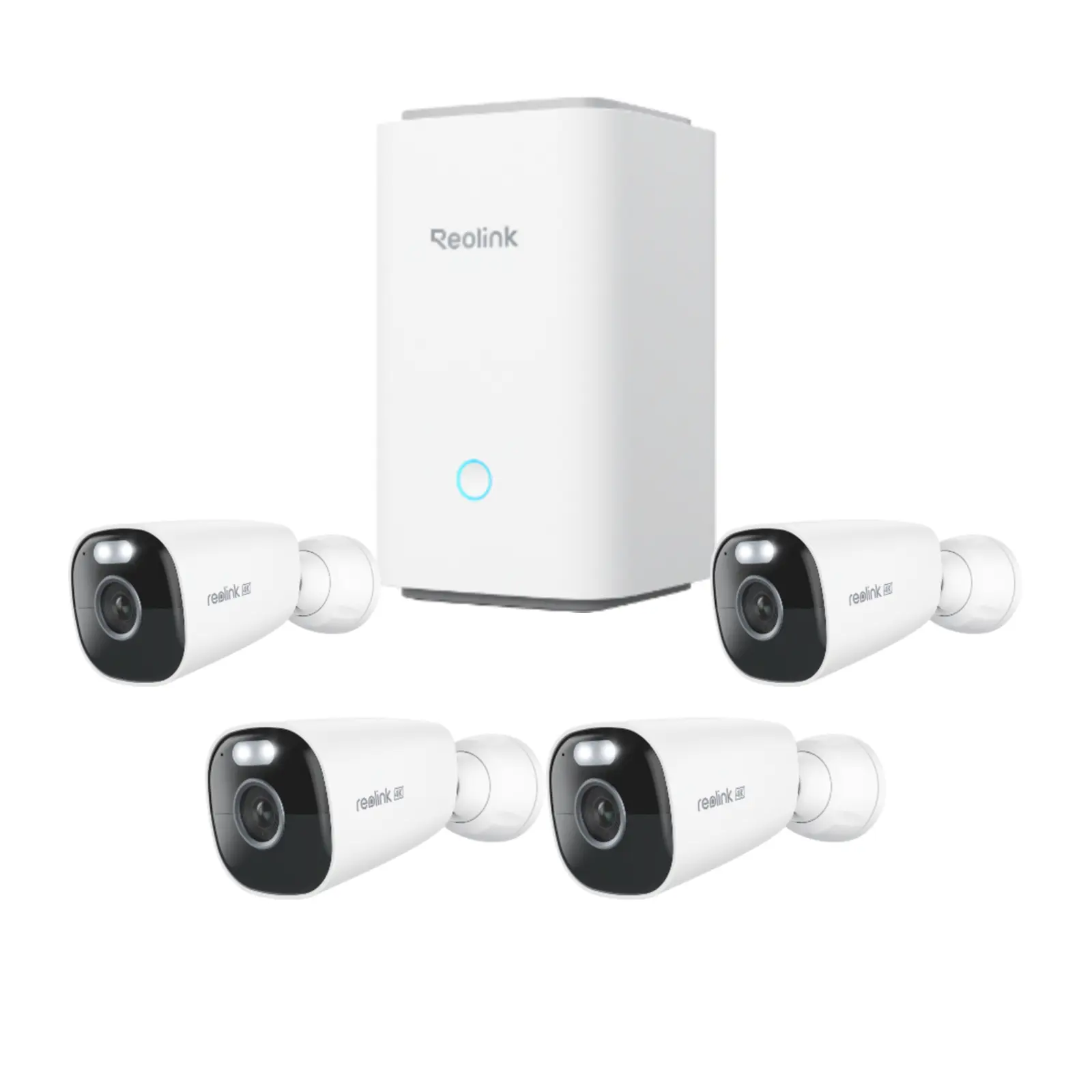 Reolink Home Hub með fjórum Argus Eco Ultra 4K rafhlöðumyndavélum